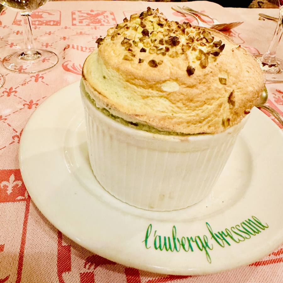 pistachio souffle, Paris, France, French Magnolia, At the Table, Beyond the Table, AUBERGE BRESSANE
