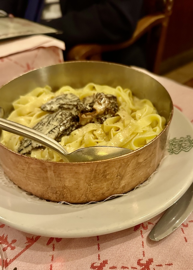 handmade tagliatelle morels, Paris, France, French Magnolia, At the Table, Beyond the Table, AUBERGE BRESSANE